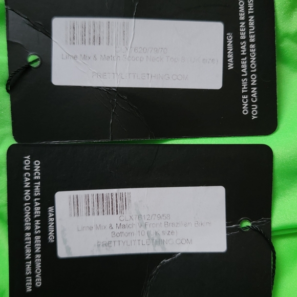 PrettyLittleThing Lime Mix & Match V Front Brazilian Bikini Bottom, Size 8 / 10 - Picture 5 of 9
